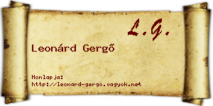 Leonárd Gergő névjegykártya